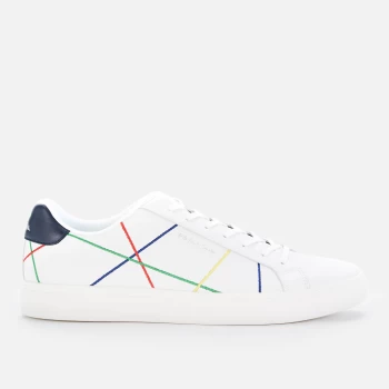 Image of Paul Smith Mens Rex Leather Cupsole Trainers - White/Multi Abstract - UK 8