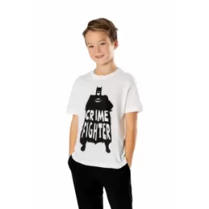 Image of Batman Kids White Crime Fighter T-Shirt Ex Large