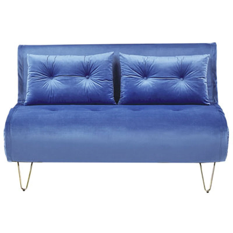 Image of Beliani Sofa Bed 2 Seater Vestfold Velvet Navy Blue