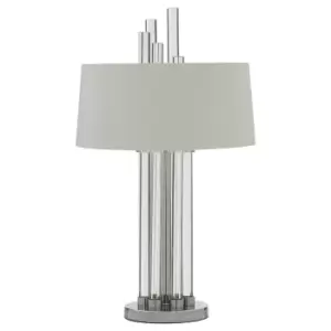 image of Premier Housewares Midas Table Lamp with Silver Finish Base & White Fabric Shade