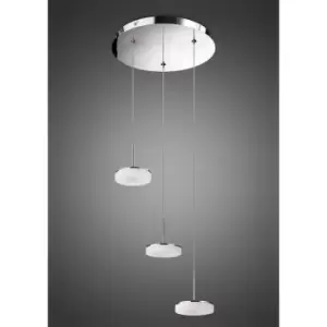 image of 3 Nimbus 15W LED pendant lamp, 3000K, 1350lm, polished chrome/frosted acrylic