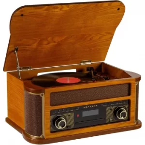 image of Grausch RPS500UK Retro Stereo System with Turntable, AM/FM Radio, Cassette, CD, USB and Bluetooth