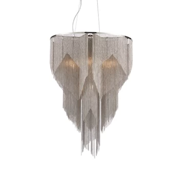 Image of Loire Pendant Bright Nickel Plate & Silver Effect Chain 7 Light Dimmable IP20 - E14