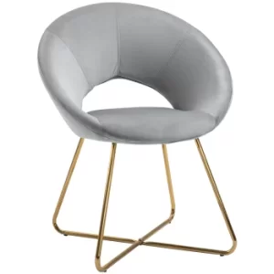 Image of HOMCOM Modern Accent Chairs Velvet Upholstered Armchair with Gold Legs for Living room Bedroom Dinning Room Grey