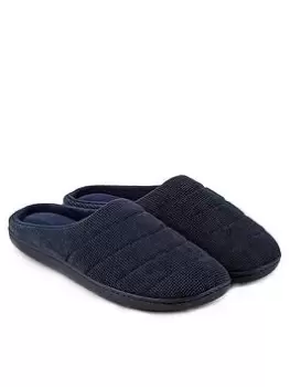 Image of Totes Isotoner Isotoner Textured Cord Stitch Detail Mule Slippers - Navy, Size 10, Men