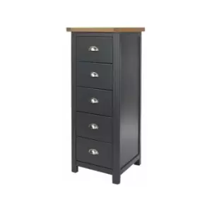 5 Drawer Narrow Chest Luxurious Dark Carbon Finish