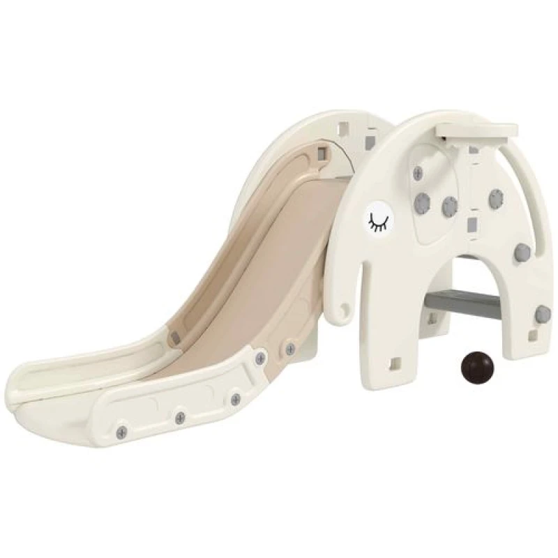 Image of AIYAPLAY 3 in 1 Kids Slide for 1-3 Years, Elephant-Themed Indoor Slide, Cream 331-046V00CW