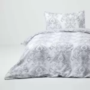 image of HOMESCAPES Grey French Toile Patterned Duvet Cover Set, Single - Grey