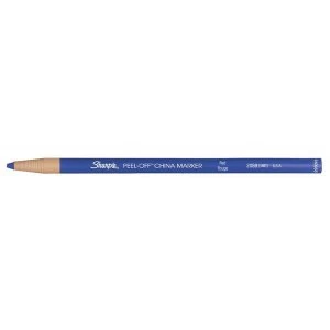 image of Sharpie China Wax Marker Pencil 2.0mm Fine Tip Peel-off Unwraps to Sharpen Blue Pack of 12 Pencils