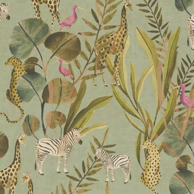 Image of A.S. Creation As Creation Safari Animals Green Wallpaper Dense Jungle Paste The Wall Vinyl