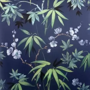 Image of Arthouse Jasmine Garden Wallpaper - Navy