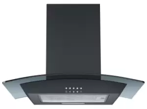 image of Cookology CGL600BK Extractor Fan Black 60cm Curved Glass Chimney Cooker Hood