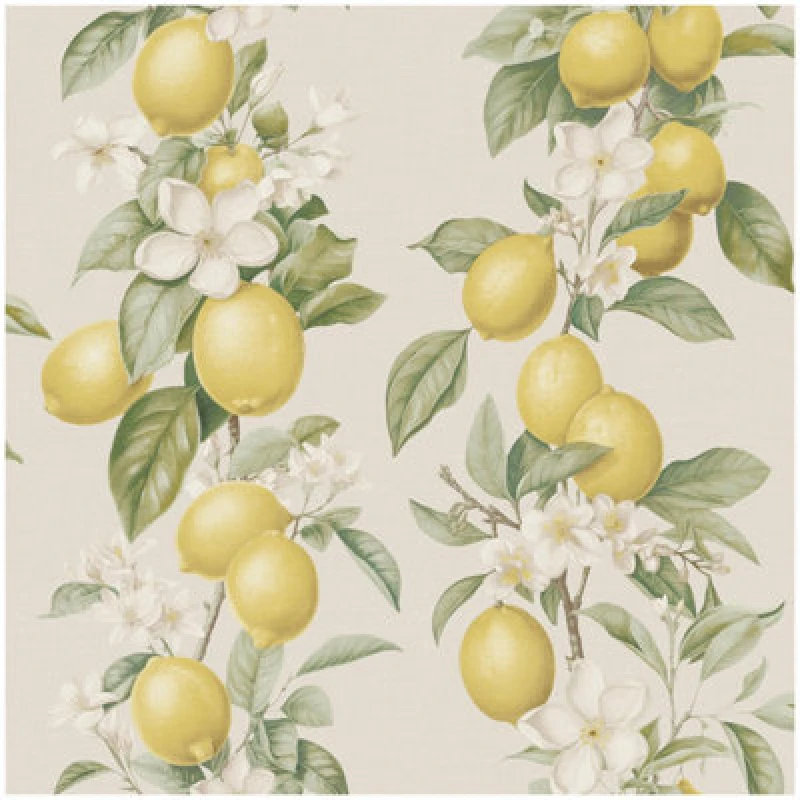 Image of Arthouse Lemon Blossom Wallpaper Cream Yellow Green Floral Botanical Feature Wall