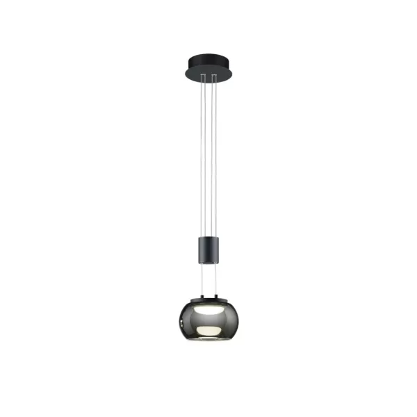 image of Madison Modern Dome Pendant Ceiling Light Black Matt 3000K