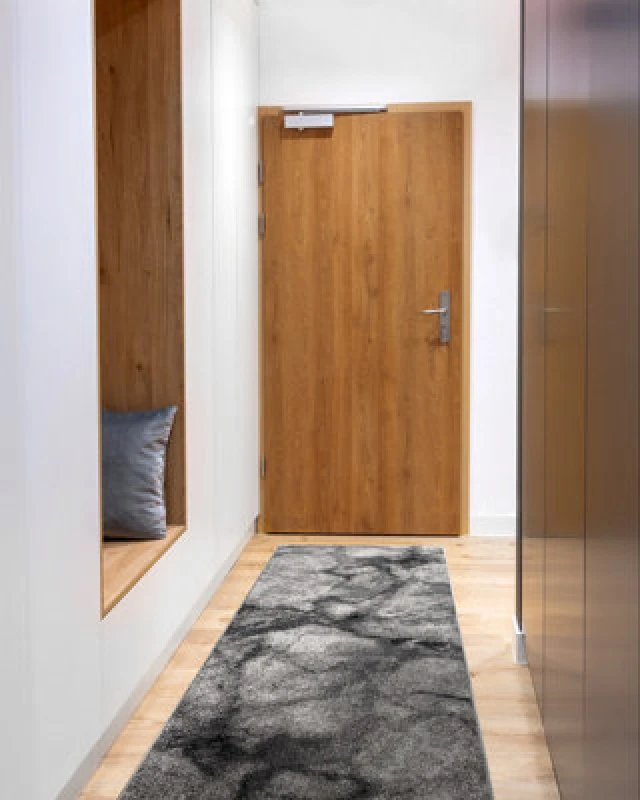 Image of RugsX Runner Silver Marble Marble Grey 80Cm 80X130 Cm
