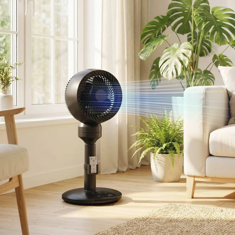 Image of HOMCOM 9" Pedestal Cooling Fan with Adjustable Speed & Mode in Black Unisex