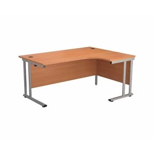 Image of TC Office Start Silver Cantilever Frame Right Hand Crescent Desk 1600x1200mm, Beech