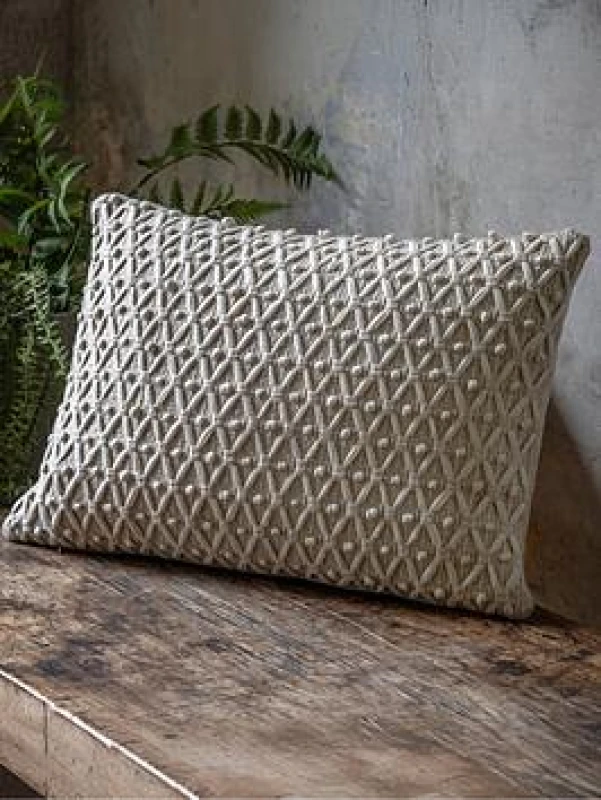Image of Crossland Grove Cumbria Woven Cushion Cream 350X500Mm, Cream 5056693578062