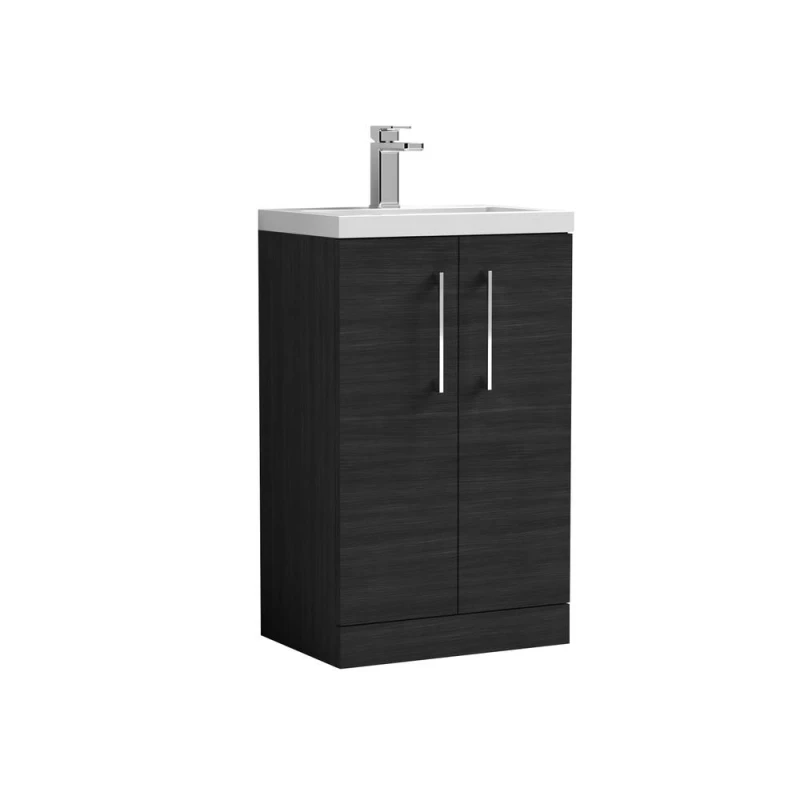 Image of Balterley Compact Floor Standing 2 Door Vanity Basin Unit Woodgrain Black 500mm Black