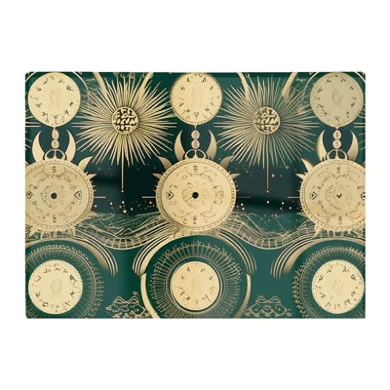 Image of Warren Reed Designer Green Moon And Sun Abstract Pattern Glass Chopping Board