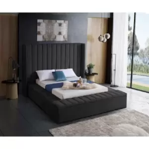 Image of Kensington Upholstered Beds - Plush Velvet, Double Size Frame, Black - Black