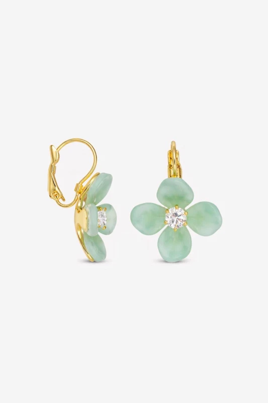 Image of Jon Richard Womens Gold Plated Resin Flower Drop Earrings Gold Female One Size