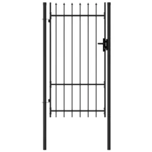 image of Vidaxl Fence Gate Single Door With Spike Top Steel 1X1.75 M Black