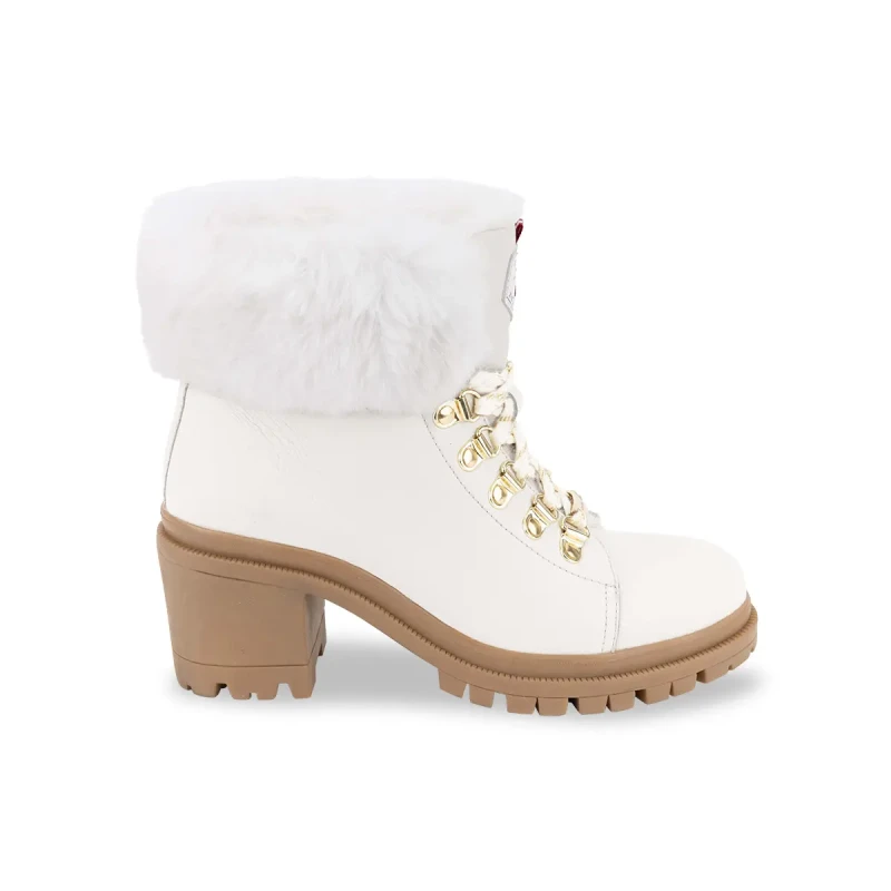 Image of LES TROPEZIENNES PAR M.BELARBI Rosenn Leather Ankle Boots with Faux Fur Lining White Women 36 (3.5);41 (7);40 (6.5);39 (5.5 to 6);38 (5);37 (4)