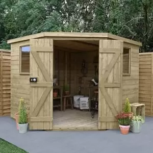 image of Forest 8X8 Pent Pressure Treated Tongue & Groove Shed With Floor - Assembly Service Included