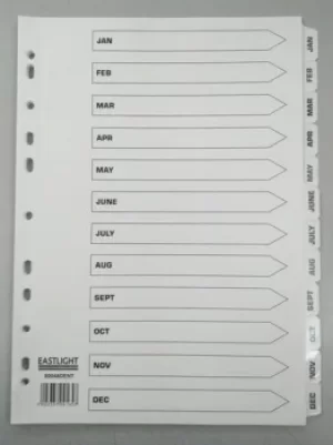 Image of ValueX Index Jan-Dec A4 Mylar Tabs White