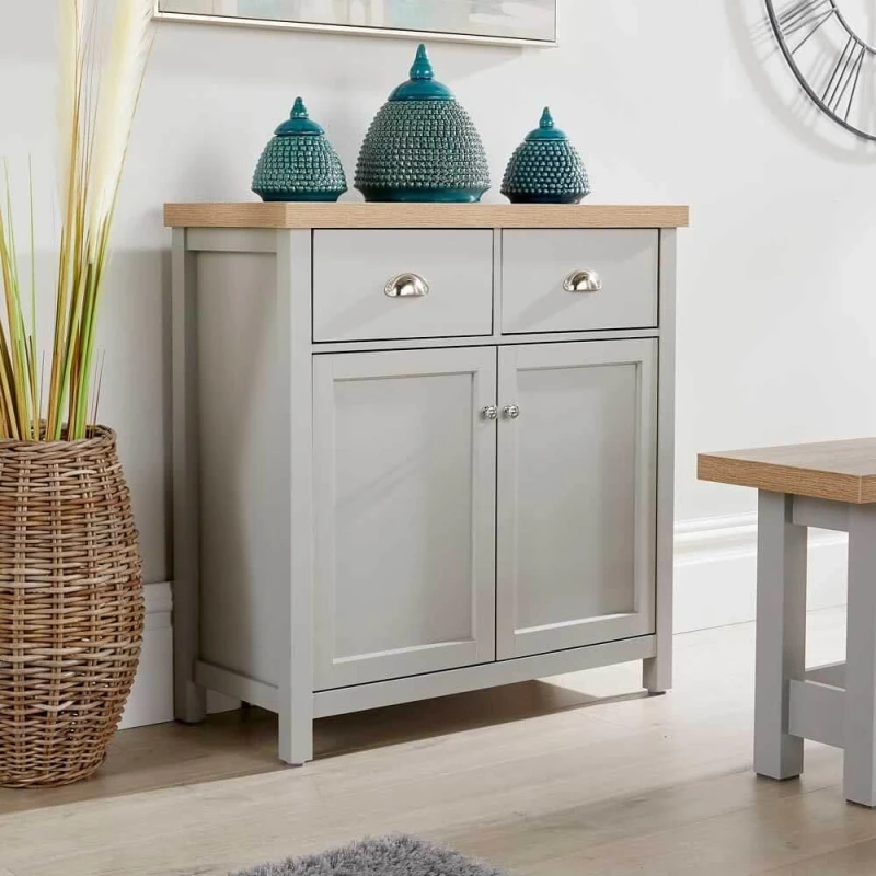 Image of Home Source Avon 2 Drawer 2 Door Cupboard Unit Grey