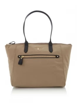 image of Michael Kors Nylon kelsey medium top zip tote bag Dark Brown