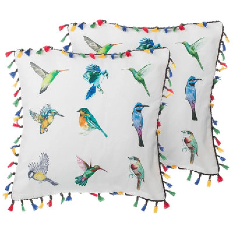 Image of Beliani Set Of 2 Decorative Cushions Mallow 45 X 45cm Multicolour