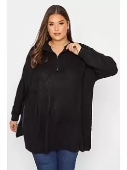 Image of Yours Fashion Jumper Zip Trim Side Splits Black, Size 18-20, Women
