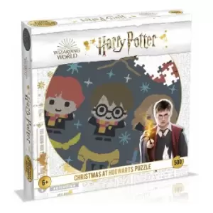 image of Harry Potter Jigsaw Round Puzzle Christmas Jumper 3 - Christmas at Hogwarts (500 pieces)