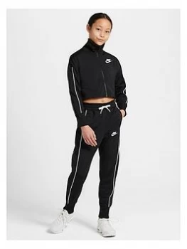 Image of Nike Girls NSW High Waist Tracksuit Set - Black/White, Size S, Women