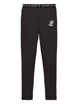 Illusive London Girls Core Leggings - Black, Size Age: 13-14 Years, Women