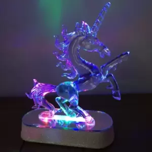 image of 18cm Battery Operated Colour Changing Acrylic LED Unicorn Christmas Decoration