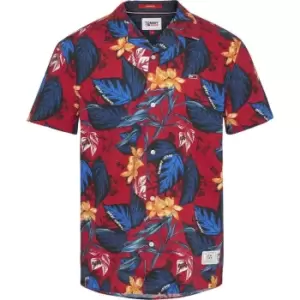 Image of Tommy Jeans Mens Hawaiian Shirt - Tropical Leaf - M
