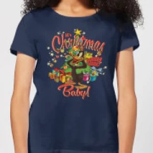 Image of Looney Tunes Its Christmas Baby Womens Christmas T-Shirt - Navy - L