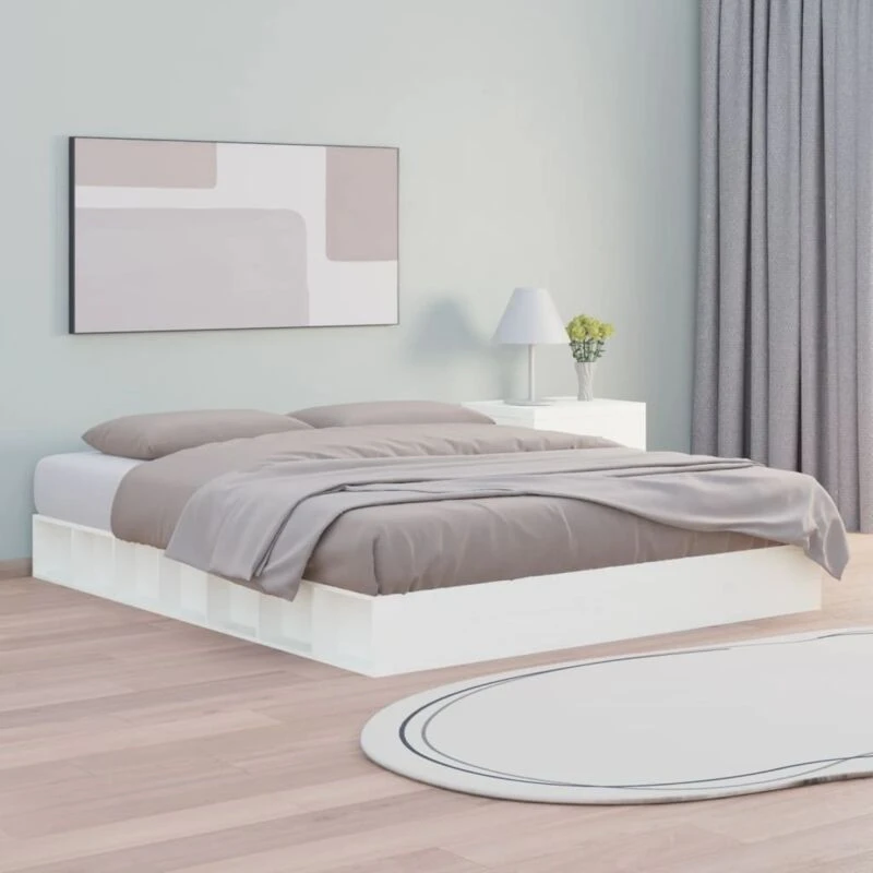 Image of VIDAXL Bed Frame without Mattress White 200x200cm Solid Wood Vidaxl 8720287135456