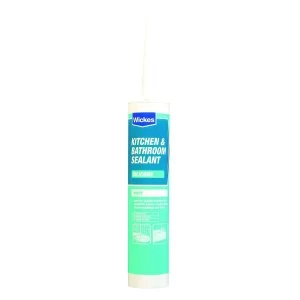 image of Wickes Kitchen and Bathroom Silicone Sealant - White 310ml