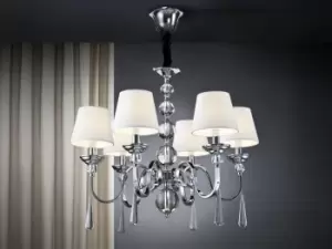 Image of Mercury 6 Light Crystal Multi Arm Chandelier Chrome with Shades, E14