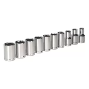 image of Socket Set 10PC 1/4" Sq. Drive 6PT WallDrive Metric