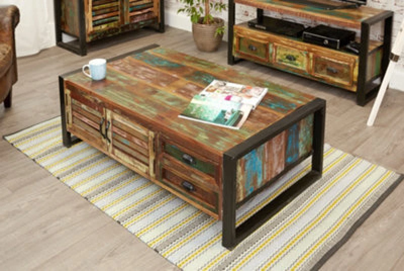 Image of Baumhaus Urban Chic 4 Door 4 Drawers Large Coffee Table