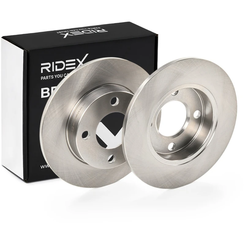 Image of RIDEX 82B0742 Brake disc Rear Axle, solid, Cast Iron, Uncoated, Untreated, without bolts/screws Cast Iron Brake Disc (82)