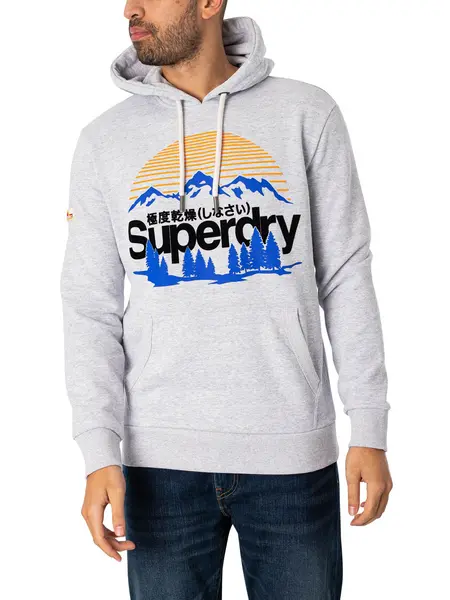Image of Superdry Great Outdoors Graphic Pullover Hoodie Flake Grey Marl XL