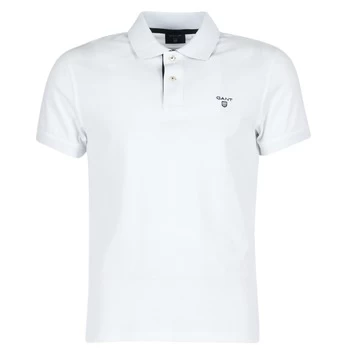 image of Gant CONTRAST COLLAR PIQUE mens Polo shirt in White - Sizes UK XXL