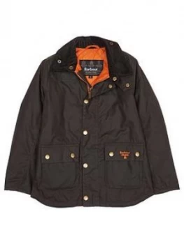 Image of Barbour Boys Stybarrow Wax Jacket Olive Size Age 6 7 Years