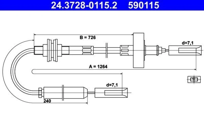 Image of ATE 24.3728-0115.2 Clutch Cable Clutch Cable (478)